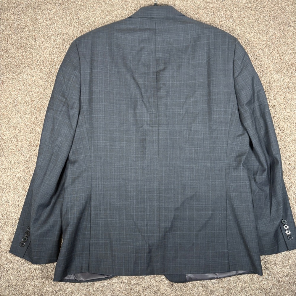 Lauren Ralph Lauren Mens 44R Suit 36x32 Charcoal Grey Blue Glen Plaid Wool Blend - Picture 9 of 16